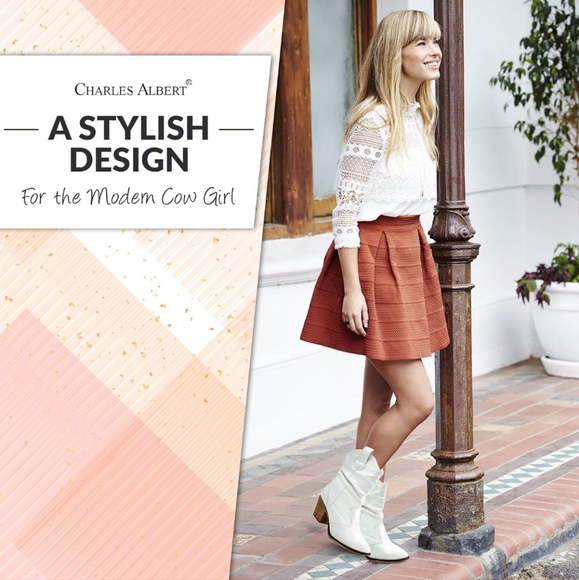 White Mid-Calf Slouchy White Cowboy Boots - Picture 4 of 14